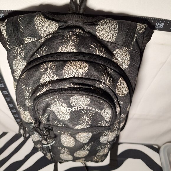 *SALE*Vibedration Hydration Backpack w/o bladder w/ Hat & Bag, blk wht pineapple main image 7